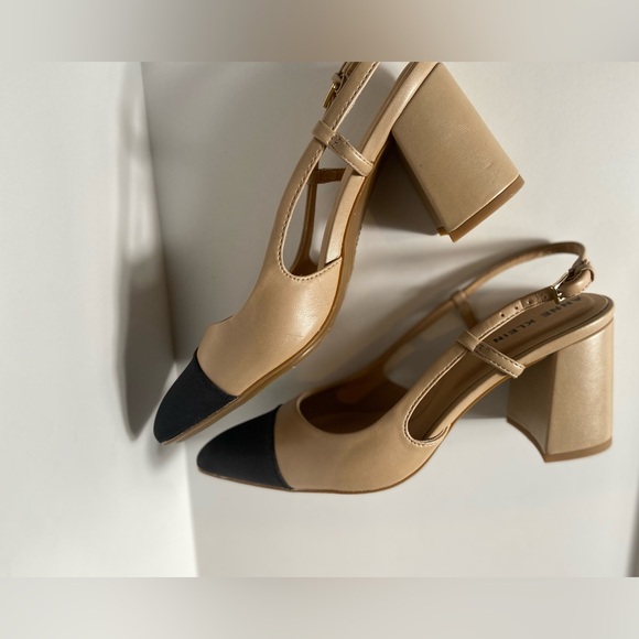 Anne Klein~Baxter~Two-Toned~Slingback~Almond Toe~Block Kitten Heel~Pump~Size 7 - Picture 7 of 12